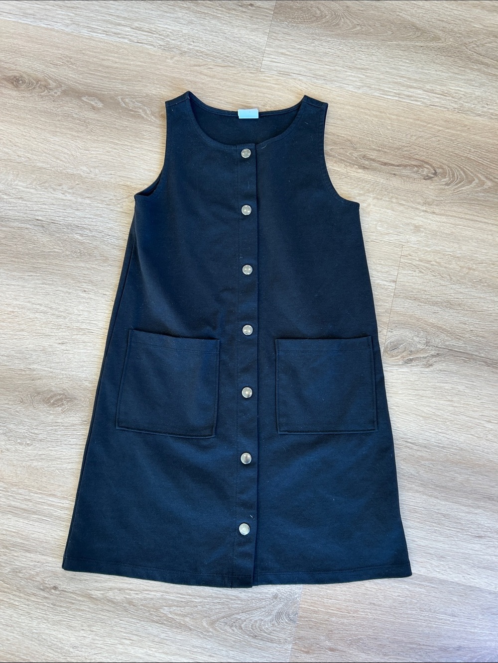 GAP Black Sleeveless Button-Front Pocket Dress